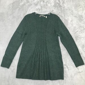 Soft Surroundings Sweater Womens Small Green Knit Crew Neck Long Sleeve A Line